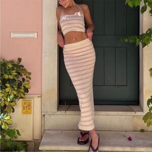 Striped Halter Neck Midi Set